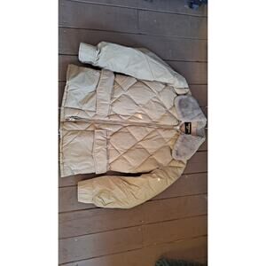 Vintage Tempco Jacket Mens Med Quilted Goose Down Insulated Faux Fur Collar 70s